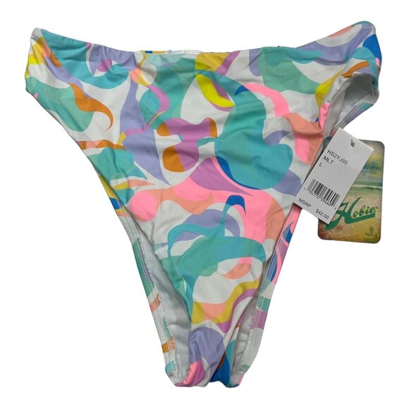 Hobie Bikini Bottom Womens L Roller Derby‎ Colorful Abstract High Waisted Beach - Picture 1 of 4